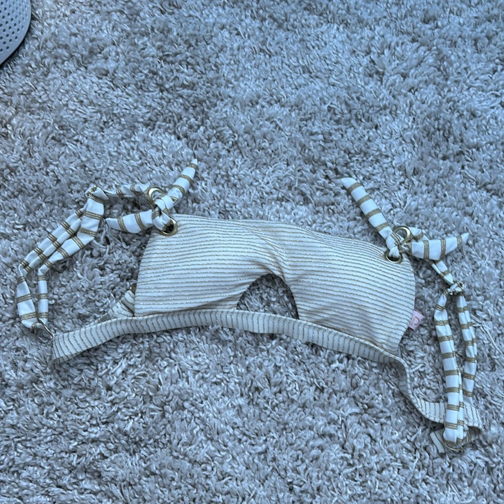 P2F bathing suit top. Never worn! Gold/silver shimmer pattern size medium